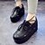 baratos Sapatos Oxford de mulher-Feminino Courino Primavera Verão Outono Casual Cadarço Anabela Creepers Preto 5 a 7 cm