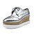 cheap Women&#039;s Oxfords-Women&#039;s Fall Winter Leatherette Casual Flat Heel Creepers Black Pink Silver