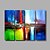 olcso Absztrakt festmények-Hang festett olajfestmény Kézzel festett - Absztrakt Modern Tartalmazza belső keret / Négy elem / Nyújtott vászon