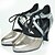 baratos Sapatos Para Dança de Salão &amp; Dança Moderna-Mulheres Sapatos de Dança Moderna Flocagem Têni Salto Robusto Personalizável Sapatos de Dança Preto / Prateado / Dourado / Interior