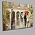 cheap People Paintings-Oil Painting Hand Painted - People Modern With Stretched Frame