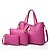 baratos Conjunto de Bolsas-Mulheres Bolsas PU Tote / Bolsa de Ombro / Conjuntos de saco 3 Pcs Purse Set Tachas Sólido Vermelho / Azul / Rosa claro