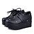 olcso Női fűzős bőrcipők-Női Bőrutánzat Tavasz Nyár Ősz Hétköznapi Fűző Parafa Tipegők Fekete 2 inch-2 3 / 4 inch