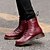 abordables Bottes Femme-Femme Automne / Hiver Talon Plat Britanique Lacet Similicuir Bottes Mi-mollet Noir / Rouge Bordeaux / Marron