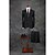 cheap Suits-Black Pattern Tailored Fit Cotton Blend Suit - Notch Single Breasted Two-buttons / Suits