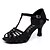 cheap Latin Shoes-Women‘s Dance Shoes Latin / Salsa Satin / Flocking Flared Heel Black