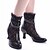 preiswerte Tanzstiefel-Women&#039;s Latin Shoes Boots Stiletto Heel Lace Leather Rhinestone Zipper Black / Indoor