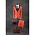 billige Dresser-Oransje Ensfarget Skreddersydd Bomullsblanding Dress - Buet Enkelt Brystet To-knapp
