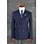 abordables Costumes Homme-Bleu Encre Quadrillé / Guingan Coupe Sur-Mesure Polyester Costume - Cranté Croisé 4 boutons / costumes