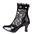 preiswerte Tanzstiefel-Women&#039;s Latin Shoes Boots Stiletto Heel Lace Leather Rhinestone Zipper Black / Indoor