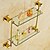 baratos Toalheiros-prateleira de banheiro contemporânea de latão e vidro 2 camadas prateleira de armazenamento montada na parede dourada 1 peça