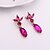 billige Smykke Sett-Crystal Amethyst Jewelry Set Statement Ladies Party Elegant Fashion Cute Rose Gold Plated Earrings Jewelry Fuchsia For Wedding Party Special Occasion Anniversary Birthday Gift / Necklace