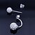 cheap Earrings-S925 Fine Silver Double Ball Shape Crystal Stud Earrings