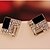 baratos Brincos-Brincos Curtos Cristal Elegant imitação de diamante Liga Quadrado Forma Geométrica Prata Jóias Para 2pçs