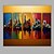 levne Abstraktní malby-Hang-malované olejomalba Ručně malované - Abstraktní krajinka Moderní S rámem / Pět panelů