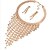cheap Jewelry Sets-Synthetic Diamond Jewelry Set Choker Necklace Layered Tassel Ladies Luxury Tassel Vintage Party Work Cubic Zirconia Imitation Diamond Earrings Jewelry Gold For Party Special Occasion Anniversary