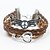 cheap Men&#039;s Jewelry-Men&#039;s Brown Peace/Pearl Braided/Cord Leather Handmade Multilayer Charm Bracelet Unisex