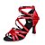 זול נעליים לטיניות-בגדי ריקוד נשים נעליים לטיניות סטן אבזם סנדלים אבזם עקב רחב ללא התאמה אישית נעלי ריקוד שחור / אדום / כסף / בבית / הצגה / עור / אימון