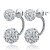 cheap Earrings-S925 Fine Silver Double Ball Shape Crystal Stud Earrings