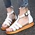 cheap Women&#039;s Sandals-Women&#039;s Shoes Leather Spring Summer Fall Comfort Slingback Flat Heel Buckle For Casual Dress White Black Silver