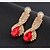 halpa Muotikorvakorut-Women&#039;s Sapphire Crystal Drop Earrings Dangle Earrings Pear Cut Solitaire Drop Ladies Luxury Cubic Zirconia Imitation Diamond Earrings Jewelry Red / Blue / Green For Wedding Masquerade Engagement