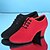 זול נעלי ריקודים ונעלי ריקוד מודרניות-בגדי ריקוד נשים נעליים מודרניות עקבים סוליה חצויה עקב קובני קנבס שרוכים שחור / אדום / בבית