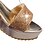 cheap Women&#039;s Sandals-Women&#039;s Shoes Leatherette Spring / Summer / Fall Platform / Wedge Heel Sparkling Glitter Silver / Golden