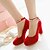 זול נעלי עקב לנשים-נשים נעליים דמוי עור אביב קיץ סתיו עקב עבה ל חתונה קזו&#039;אל שמלה שחור בז&#039; אדום