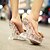 baratos Sandálias de mulher-Mulheres Sapatos Courino Primavera / Verão / Outono Plataforma / Heel translúcido Laço Preto / Prata / Dourado / Casamento
