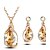 cheap Jewelry Sets-Women&#039;s Crystal Jewelry Set Pear Cut Ladies Crystal Earrings Jewelry Red / Blue / Golden For Wedding Party Birthday Engagement Gift Daily / Necklace
