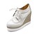 cheap Women&#039;s Oxfords-Women&#039;s Shoes Leatherette Spring Fall Wedge Heel Lace-up For Casual White Black Golden