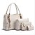 baratos Conjunto de Bolsas-Mulheres Bolsas PU Leather Tote Conjuntos de saco 3 Pcs Purse Set Floral Conjuntos de sacolas Ao ar livre Branco Preto Azul Dourado