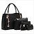 cheap Bag Sets-Women&#039;s Bags PU Leather Tote Bag Set 3 Pcs Purse Set Floral Print Bag Sets Outdoor White Black Blue Gold