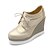 cheap Women&#039;s Oxfords-Women&#039;s Shoes Leatherette Spring Fall Wedge Heel Lace-up For Casual White Black Golden