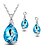 cheap Jewelry Sets-Women&#039;s Crystal Jewelry Set Pear Cut Ladies Crystal Earrings Jewelry Red / Blue / Golden For Wedding Party Birthday Engagement Gift Daily / Necklace