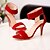 cheap Women&#039;s Sandals-Women&#039;s Shoes Fabric Velvet Summer Stiletto Heel Magic Tape for Casual Party &amp; Evening Dress Black Red