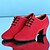 זול נעלי ריקודים ונעלי ריקוד מודרניות-בגדי ריקוד נשים נעליים מודרניות עקבים סוליה חצויה עקב קובני קנבס שרוכים שחור / אדום / בבית