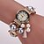 cheap Bracelet Watches-Women&#039;s Fashion Watch Quartz Plastic Band Sparkle Pearls White Green Grey Gold Purple