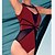 abordables Maillots de Bain Femme &amp; Bikinis-Femme Blocs de Couleur Licou Rouge Une-pièce Maillots de Bain Maillot de bain - Mosaïque Rouge