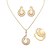 cheap Jewelry Sets-Women&#039;s Fashion Cochlea Shiny Rhinestone Pearl Earrings Ring Necklace Set Bridal Set