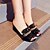 זול סנדלי נשים-אביב קיץ סתיו דמוי עור קזו&#039;אל שמלה פרנזים עקב עבה לבן שחור אדום