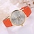 preiswerte Modeuhren-Damen Modeuhr Quartz Armbanduhren für den Alltag Leder Band Uhr mit Wörtern Schwarz Weiß Blau Rot Braun Rosa