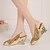 cheap Women&#039;s Sandals-Women&#039;s Shoes Leather Wedge Heel Wedges / Peep Toe Sandals Party &amp; Evening / Dress / Casual Black / Purple / Gold