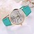 baratos Relógios da Moda-Mulheres Relógio de Moda Quartzo Relógio Casual Couro Banda Relógios com Palavras Preta Branco Azul Vermelho Marrom Rosa