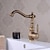 abordables Classiques-Robinet de lavabo de salle de bain en laiton antique, robinets de bain traditionnels à un trou avec eau chaude et froide et valve en céramique
