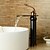 זול ברזים לחדר האמבטיה-חדר רחצה כיור ברז - מפל מים ברונזה ששופשפה בשמן סט מרכזי חור ידית אחת אחתBath Taps / Brass