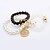 cheap Bracelets-Women&#039;s European Style Fashion Imitation Pearl Beaded Round Pendant Multilayer Charm Bracelets