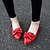 זול נעלי בנות-בנות נעליים דמוי עור אביב / קיץ / סתיו נוחות שטוחות פפיון ל שחור / אדום / ורוד