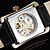 preiswerte Mechanische Uhren-Herren Armbanduhr Mechanische Uhr Mechanischer Handaufzug Luxus Transparentes Ziffernblatt Analog Golden Weiß Schwarz / Leder / Edelstahl