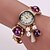 cheap Bracelet Watches-Women&#039;s Fashion Watch Quartz Plastic Band Sparkle Pearls White Green Grey Gold Purple